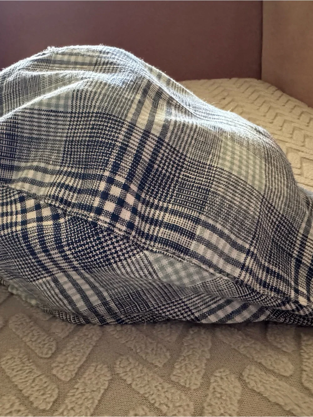 Unisex Hanna Hats of Donegal Sm Vintage Cap Linen, Blue and White Plaid